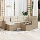 vidaXL 6-delige Loungeset met kussens poly rattan zwart