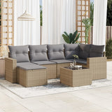 vidaXL 6-delige Loungeset met kussens poly rattan zwart
