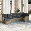 vidaXL 7-delige Loungeset met kussens poly rattan zwart