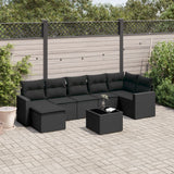 vidaXL 7-delige Loungeset met kussens poly rattan zwart