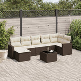 vidaXL 7-delige Loungeset met kussens poly rattan zwart