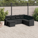 vidaXL 7-delige Loungeset met kussens poly rattan zwart
