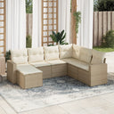 vidaXL 7-delige Loungeset met kussens poly rattan zwart