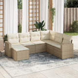 vidaXL 7-Piece Lounge Set with Cushions Poly Rattan Black
