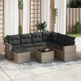 vidaXL 7-Piece Lounge Set with Cushions Poly Rattan Black