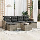 vidaXL 6-delige Loungeset met kussens poly rattan zwart