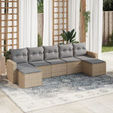 vidaXL 7-delige Loungeset met kussens poly rattan zwart