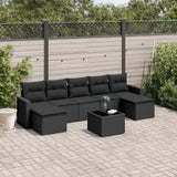 vidaXL 7-delige Loungeset met kussens poly rattan zwart