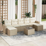 vidaXL 7-delige Loungeset met kussens poly rattan zwart