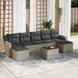 vidaXL 7-delige Loungeset met kussens poly rattan zwart