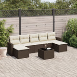 vidaXL 7-delige Loungeset met kussens poly rattan zwart