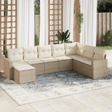vidaXL 8-delige Loungeset met kussens poly rattan zwart