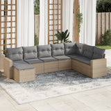 vidaXL 8-delige Loungeset met kussens poly rattan zwart