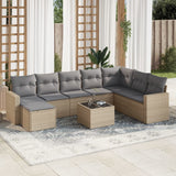 vidaXL 8-delige Loungeset met kussens poly rattan zwart