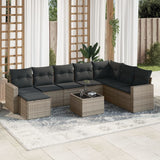 vidaXL 8-delige Loungeset met kussens poly rattan zwart