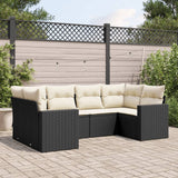 vidaXL 6-Piece Lounge Set with Cushions Poly Rattan Black