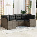 vidaXL 6-Piece Lounge Set with Cushions Poly Rattan Black