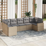 vidaXL 7-delige Loungeset met kussens poly rattan zwart