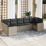 vidaXL 7-delige Loungeset met kussens poly rattan zwart