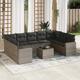vidaXL 9-piece Poly Rattan Lounge Set with Cushions Black