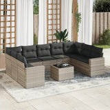 vidaXL 9-piece Poly Rattan Lounge Set with Cushions Black