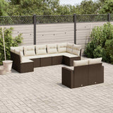 vidaXL 9-delige Loungeset met kussens poly rattan zwart