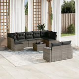 vidaXL 9-delige Loungeset met kussens poly rattan zwart