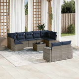 vidaXL 9-delige Loungeset met kussens poly rattan zwart