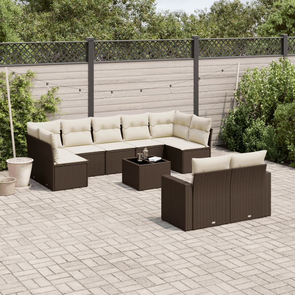 vidaXL 9-delige Loungeset met kussens poly rattan zwart