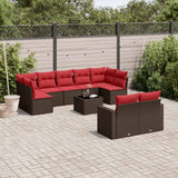 vidaXL 9-delige Loungeset met kussens poly rattan zwart