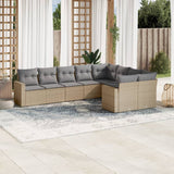 vidaXL 9-delige Loungeset met kussens poly rattan zwart