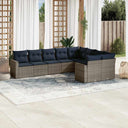 vidaXL 9-delige Loungeset met kussens poly rattan zwart