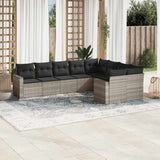 vidaXL 9-delige Loungeset met kussens poly rattan zwart