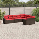 vidaXL 9-delige Loungeset met kussens poly rattan zwart