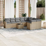 vidaXL 9-delige Loungeset met kussens poly rattan zwart