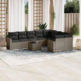 vidaXL 9-delige Loungeset met kussens poly rattan zwart