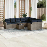 vidaXL 9-delige Loungeset met kussens poly rattan zwart