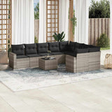 vidaXL 9-delige Loungeset met kussens poly rattan zwart