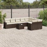 vidaXL 9-delige Loungeset met kussens poly rattan zwart