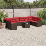 vidaXL 10-delige Loungeset met kussens poly rattan zwart