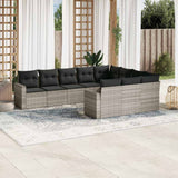 vidaXL 10-delige Loungeset met kussens poly rattan zwart