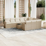 vidaXL 10-delige Loungeset met kussens poly rattan zwart