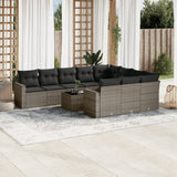 vidaXL 10-delige Loungeset met kussens poly rattan zwart