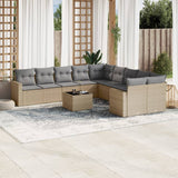 vidaXL 10-delige Loungeset met kussens poly rattan zwart