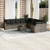 vidaXL 10-delige Loungeset met kussens poly rattan zwart