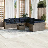 vidaXL 10-delige Loungeset met kussens poly rattan zwart