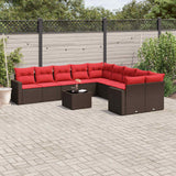 vidaXL 10-delige Loungeset met kussens poly rattan zwart