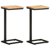 vidaXL Bijzettafels 2 st 31,5x24,5x64,5 cm ruw mangohout