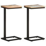 vidaXL Bijzettafels 2 st 31,5x24,5x64,5 cm ruw mangohout
