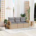 vidaXL 3-Piece Lounge Set with Cushions Poly Rattan Black